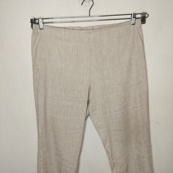 J. Jill Stretch Linen Pants Pull On High Rise Cropped Pockets - Picture 2 of 7